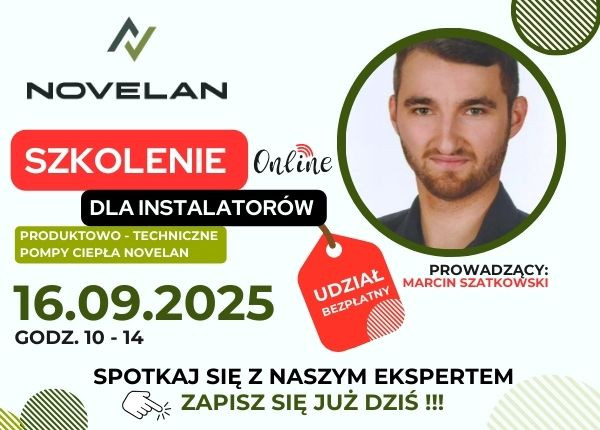 SZKOLENIE ON-LINE Z ZAKRESU POMP CIEPŁA NOVELAN JUŻ 16 WRZEŚNIA 2025 !
